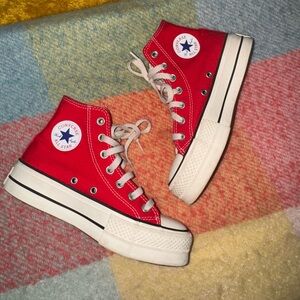 Converse Women's Red Platform High-Tops